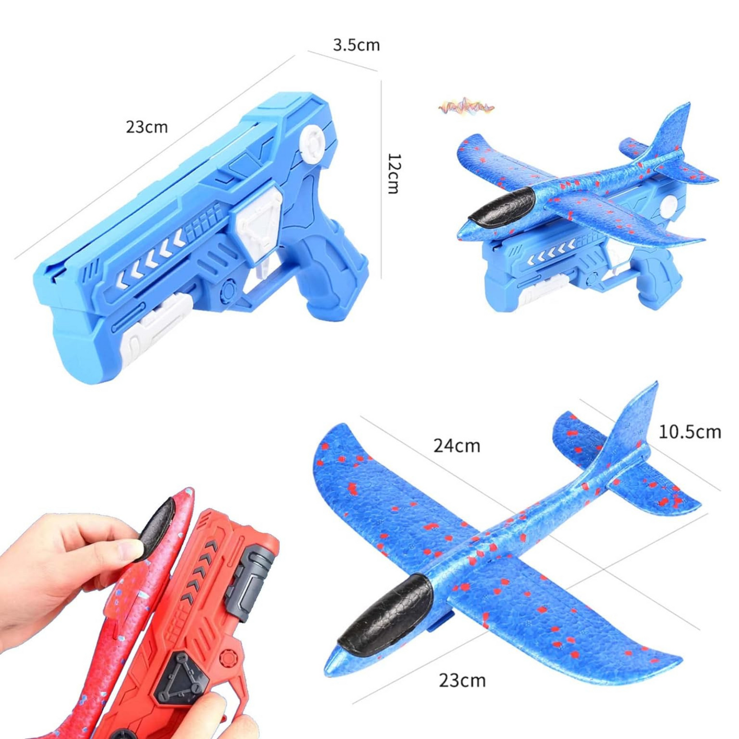 Juguete Lanzador De Aviones De Espuma Azul