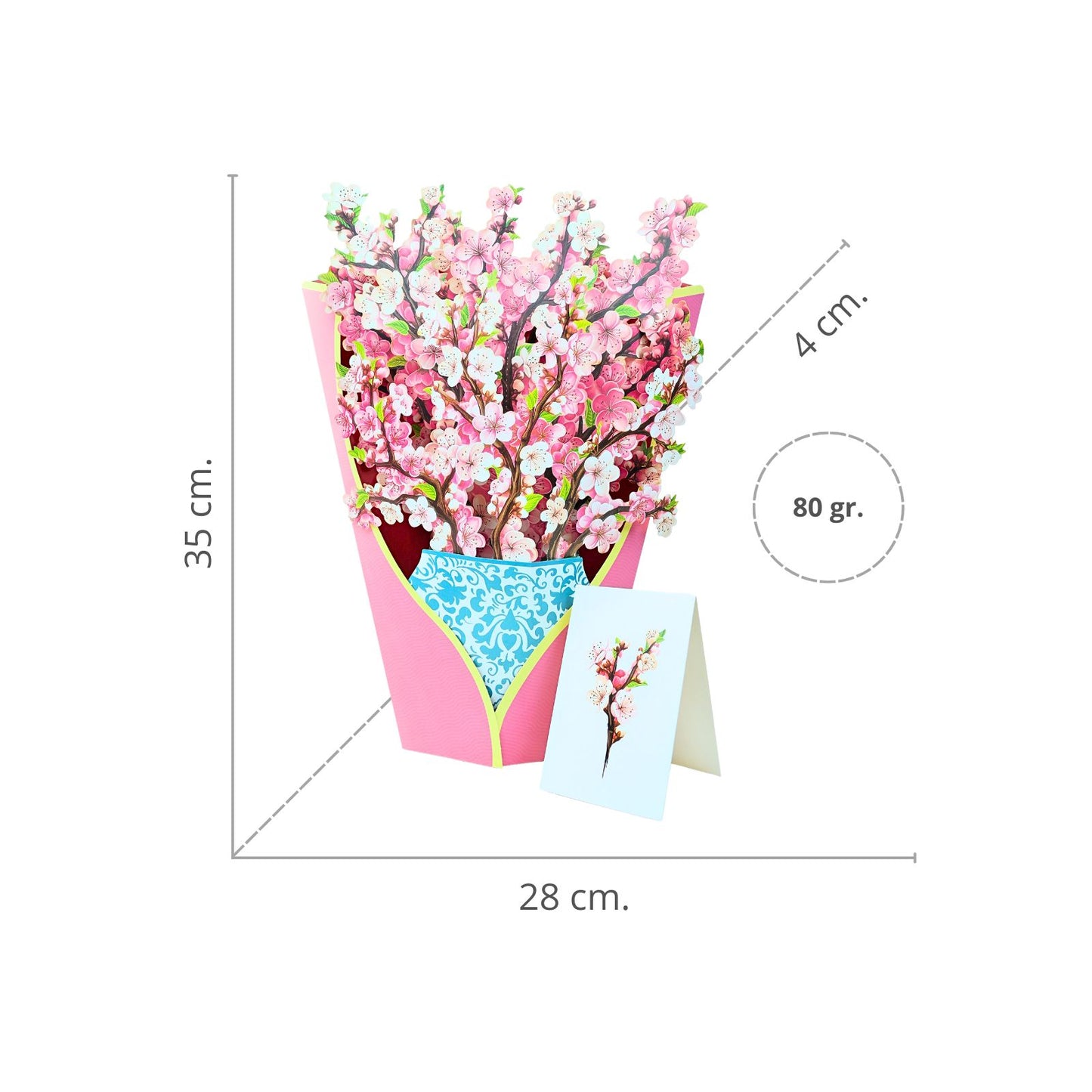 Tarjeta De Felicitaciones Bouquet De Flores 3D Sakura