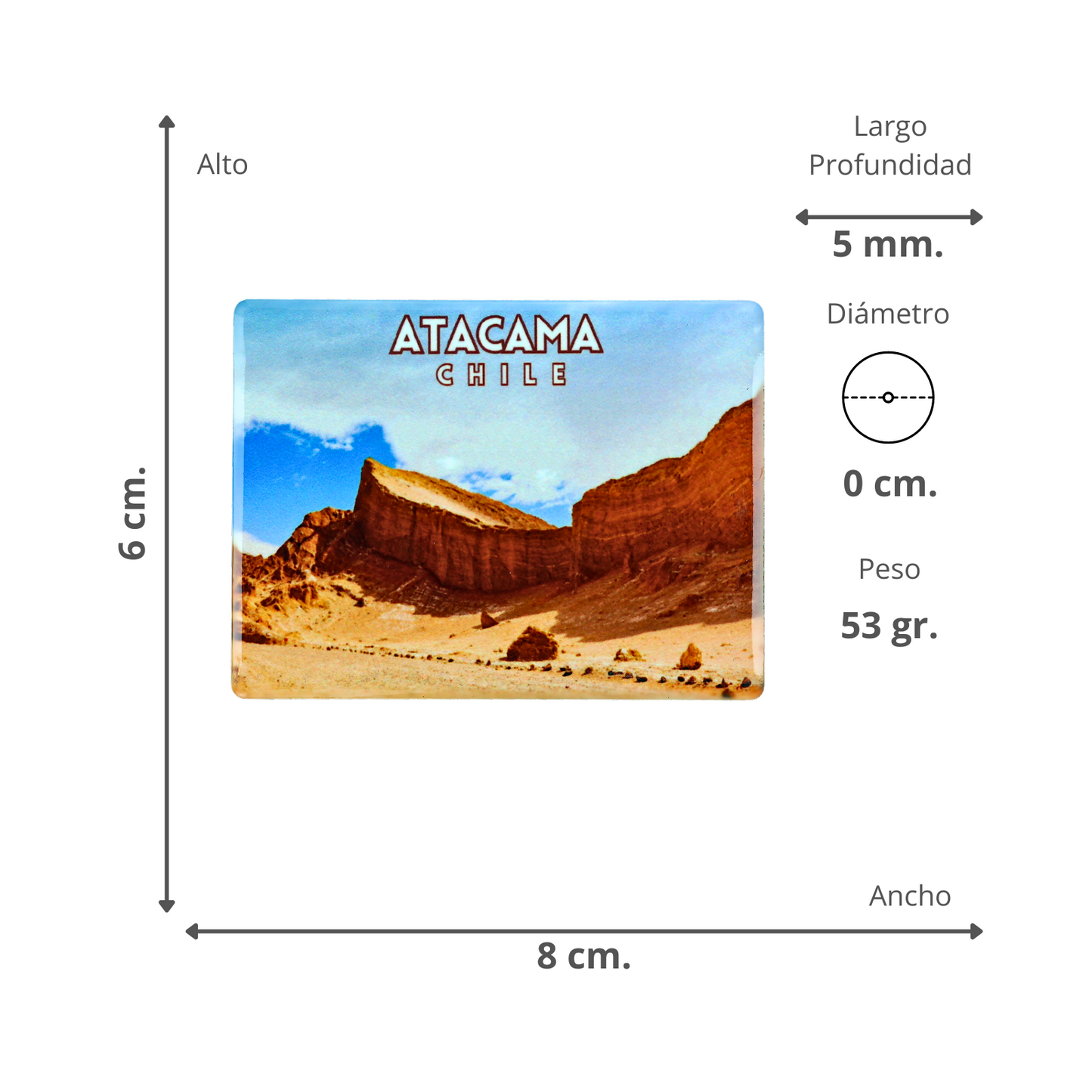 Imán Cerámico Liso Souvenir de Chile Atacama