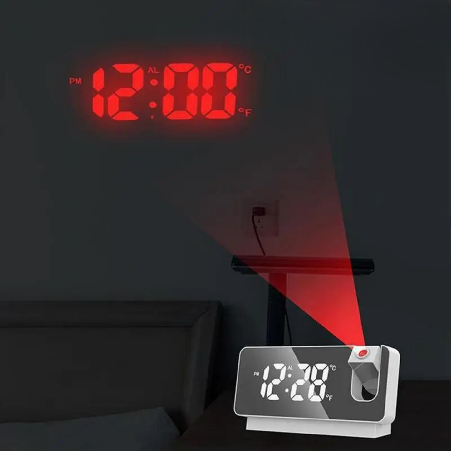 Reloj Digital Proyector Blanco