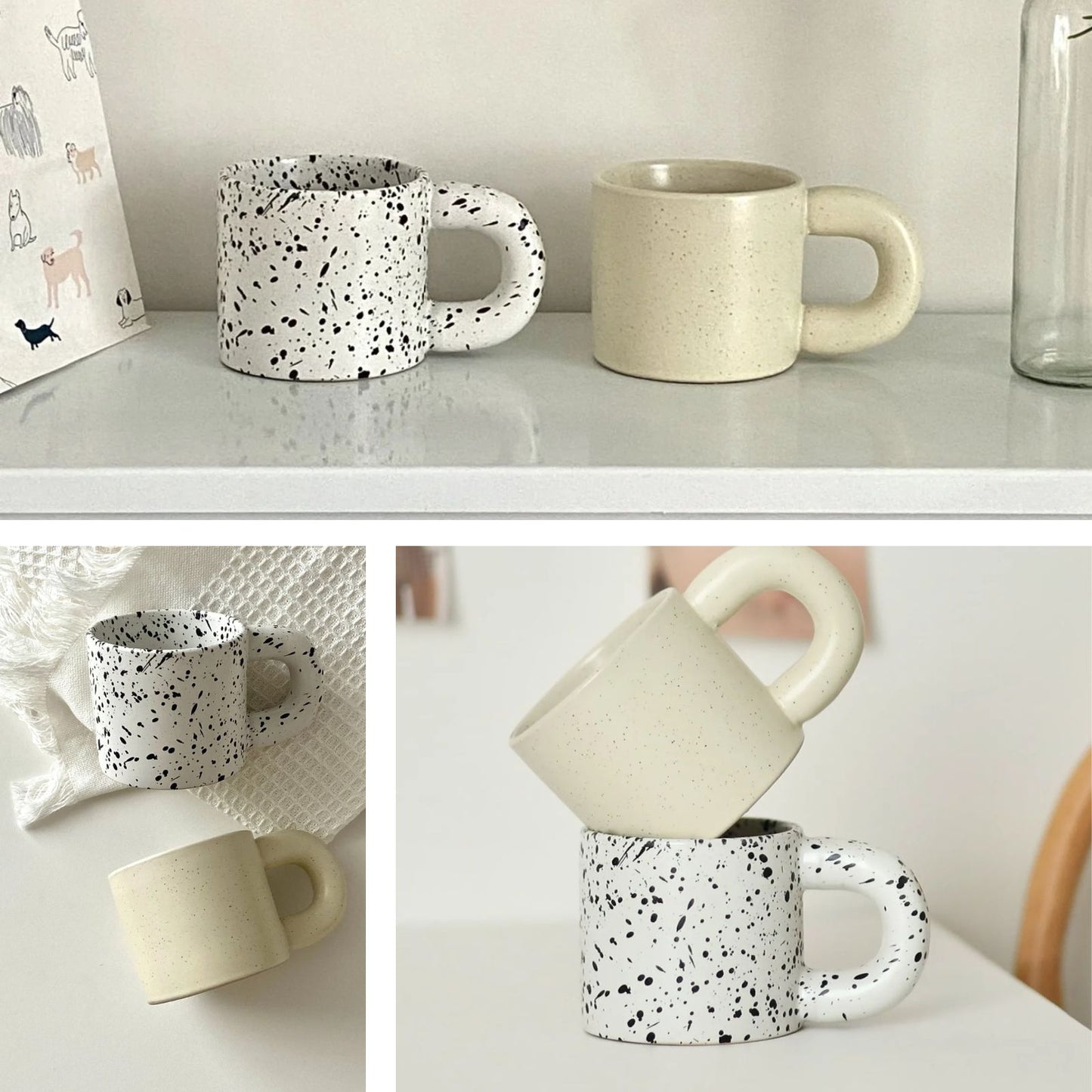 Taza de Cerámica Estilo Nórdico 300 ml Beige Lisa