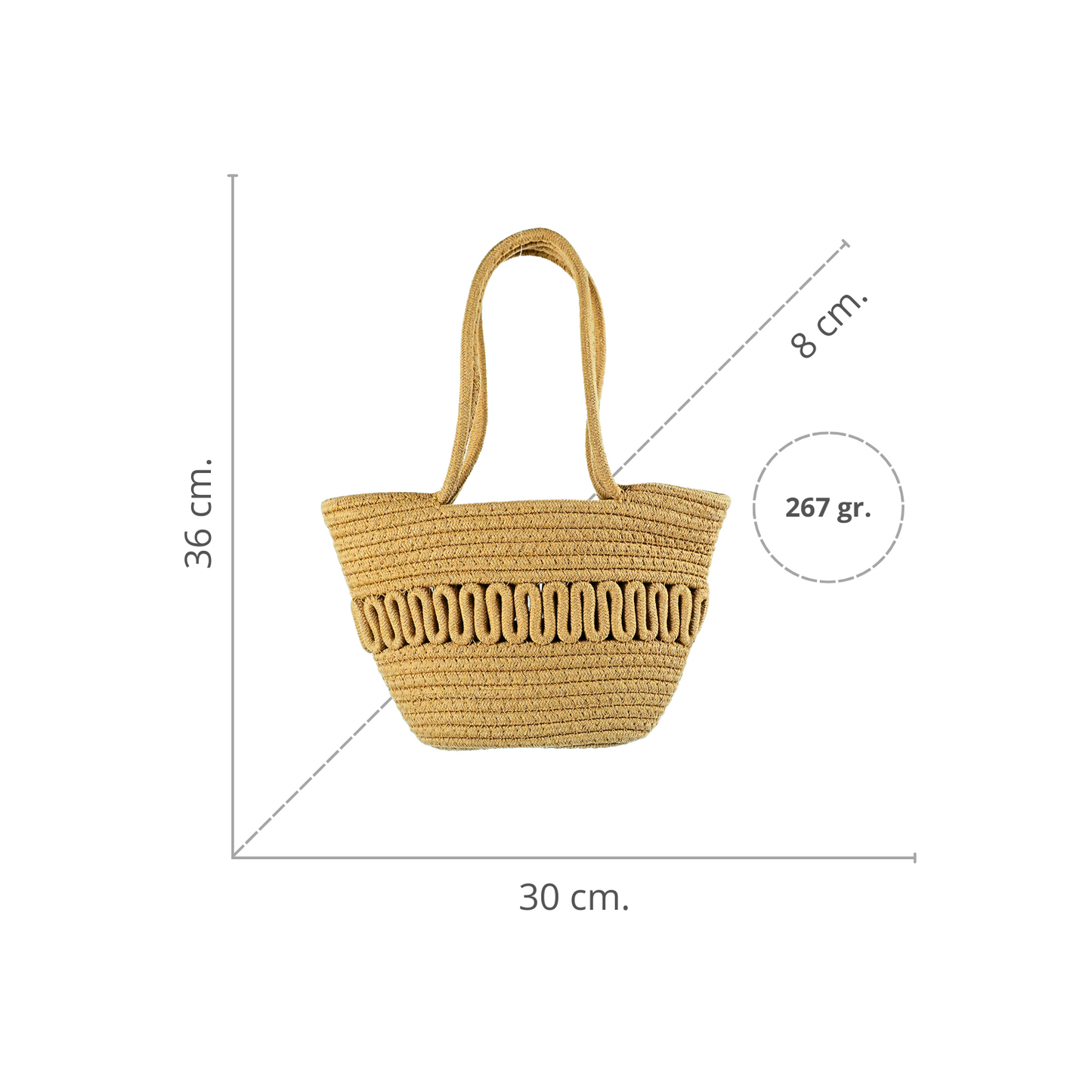 Bolso De Playero Casual Tejido Yute Algodón Marrón