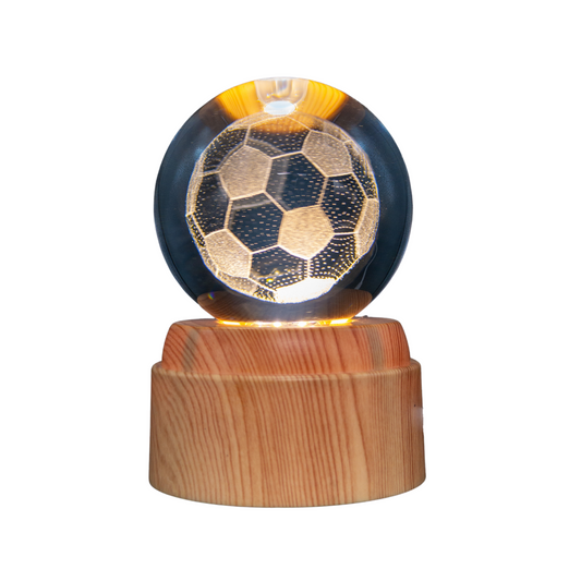 Lámpara Bola de Cristal LED Giratoria Balón Fútbol