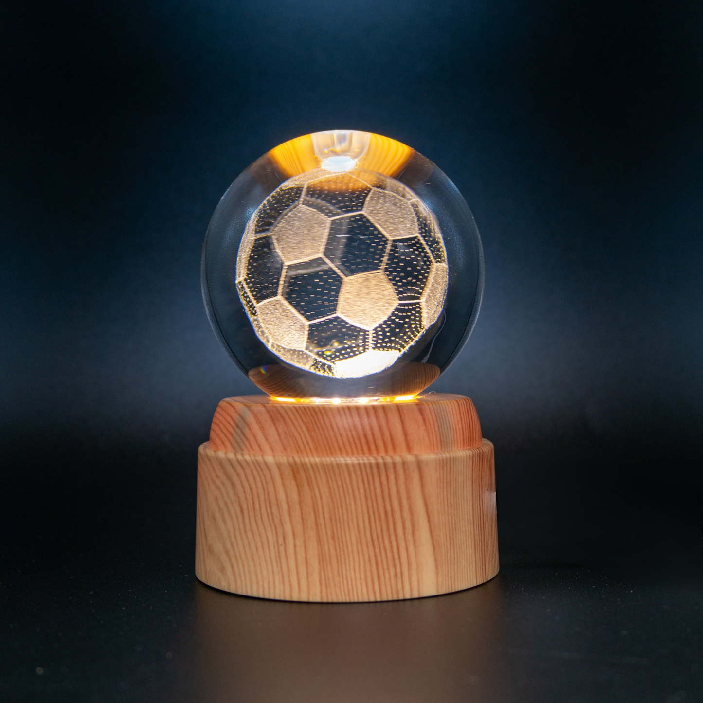 Lámpara Bola de Cristal LED Giratoria Balón Fútbol
