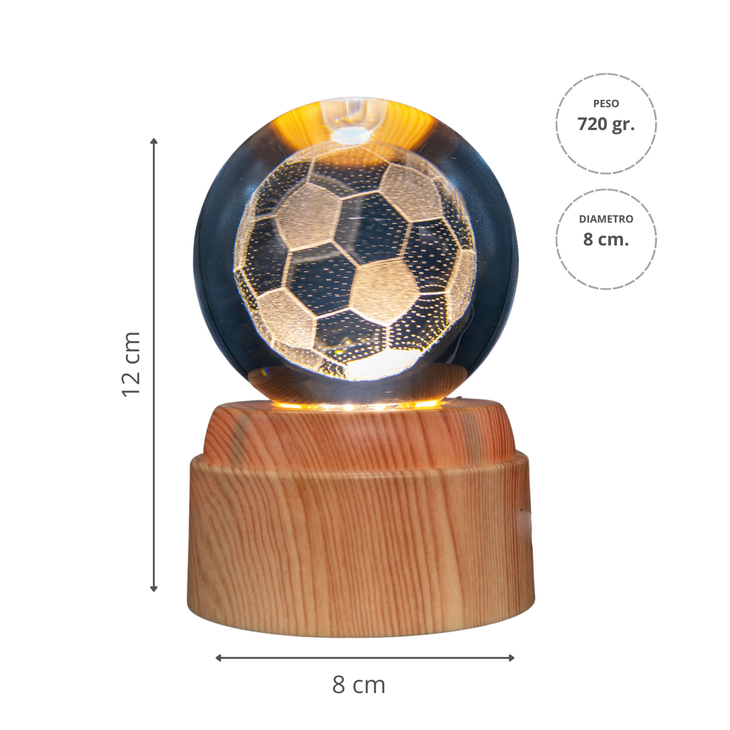 Lámpara Bola de Cristal LED Giratoria Balón Fútbol