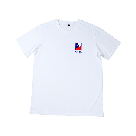 Polera de Algodón Unisex Souvenir de Chile Talla M Blanco