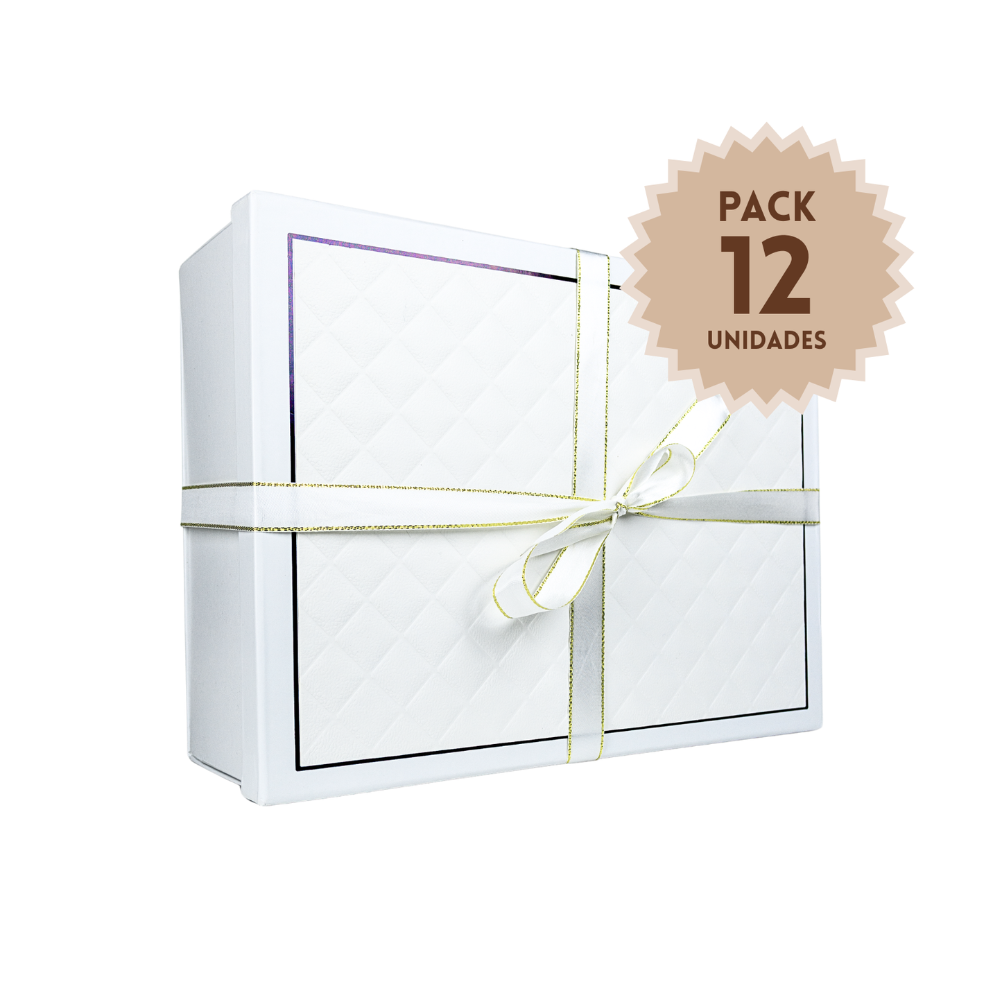 Pack 12 Cajas De Regalos Tapa Ecocuero Talla XL Blanco