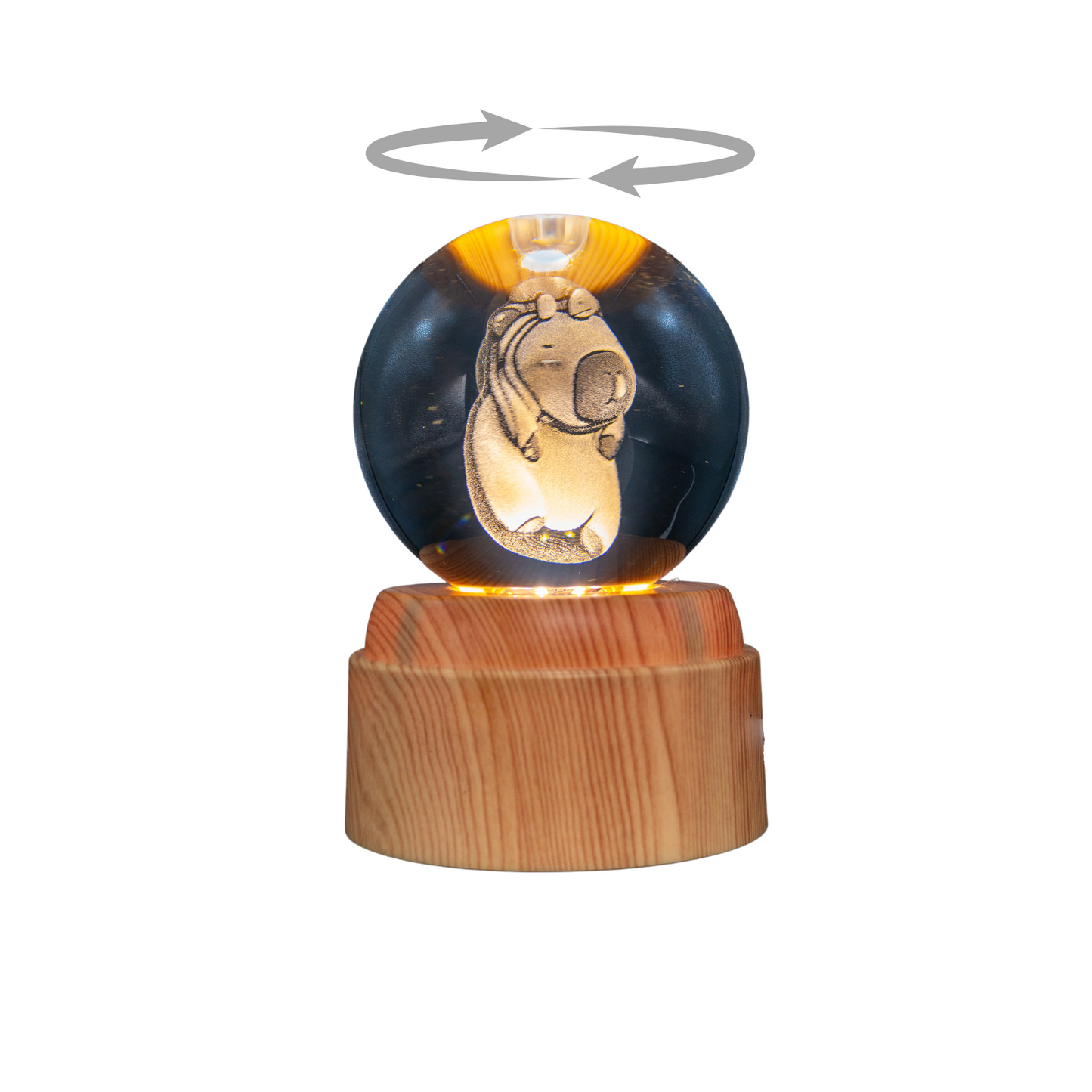 Lámpara Bola de Cristal LED Giratoria Capybara Tortuga