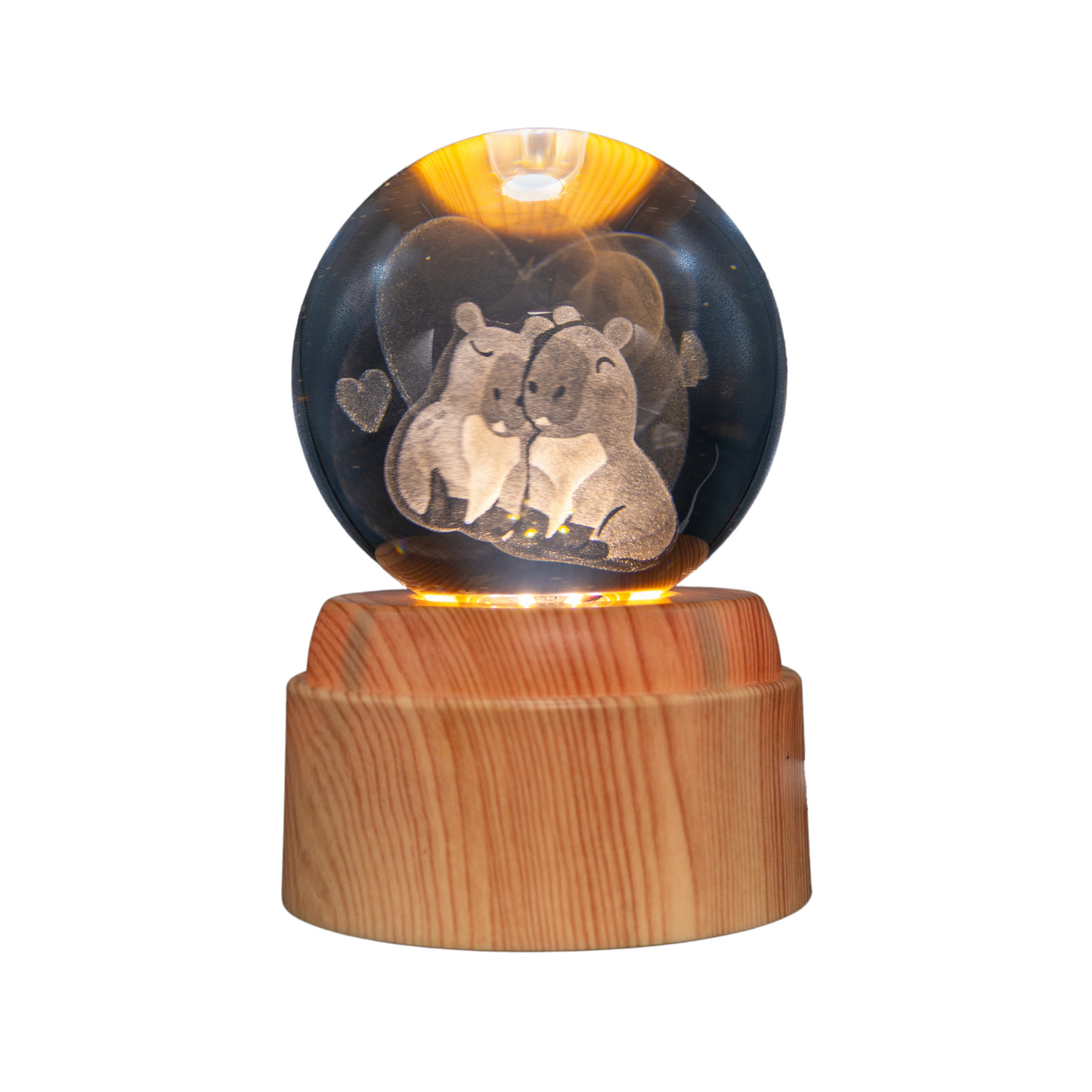 Lámpara Bola de Cristal LED Giratoria Capybara Pareja