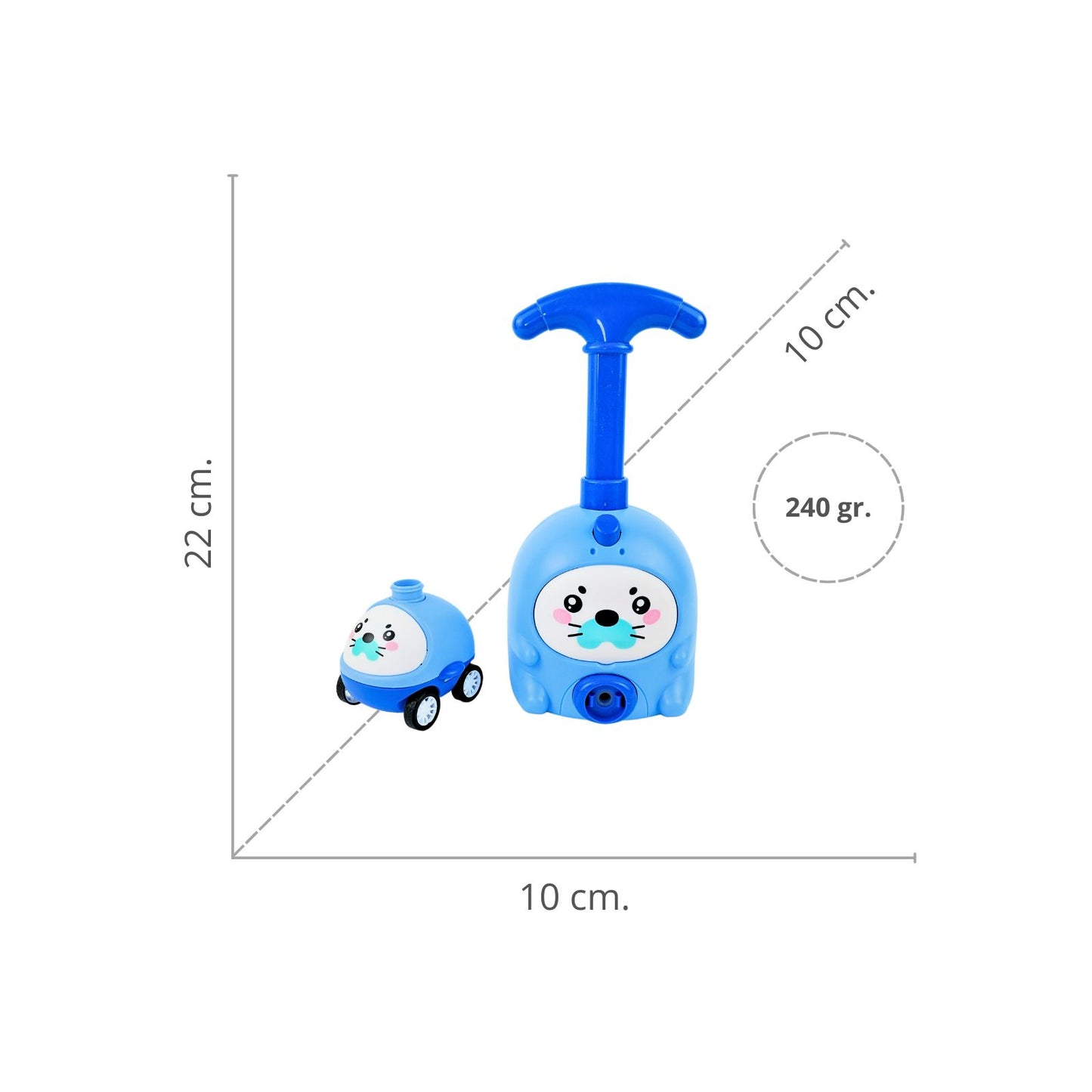 Bombín Lanzador De Autos Inflador de Globos Cute Azul