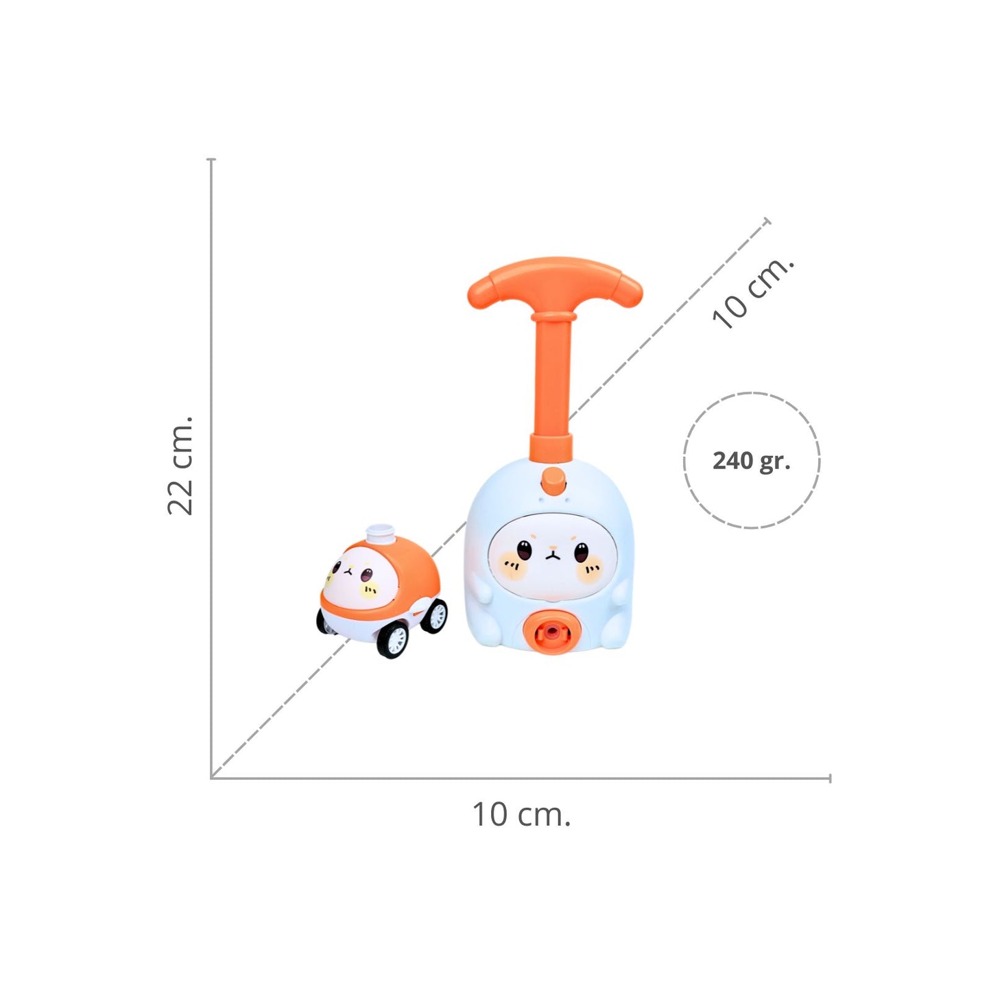 Bombín Lanzador De Autos Inflador de Globos Cute Naranja