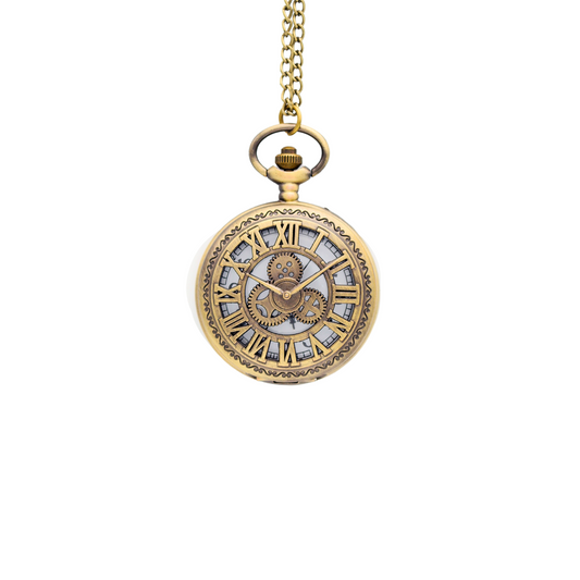 Reloj De Bolsillo Metálico Retro Esfera Mecánica