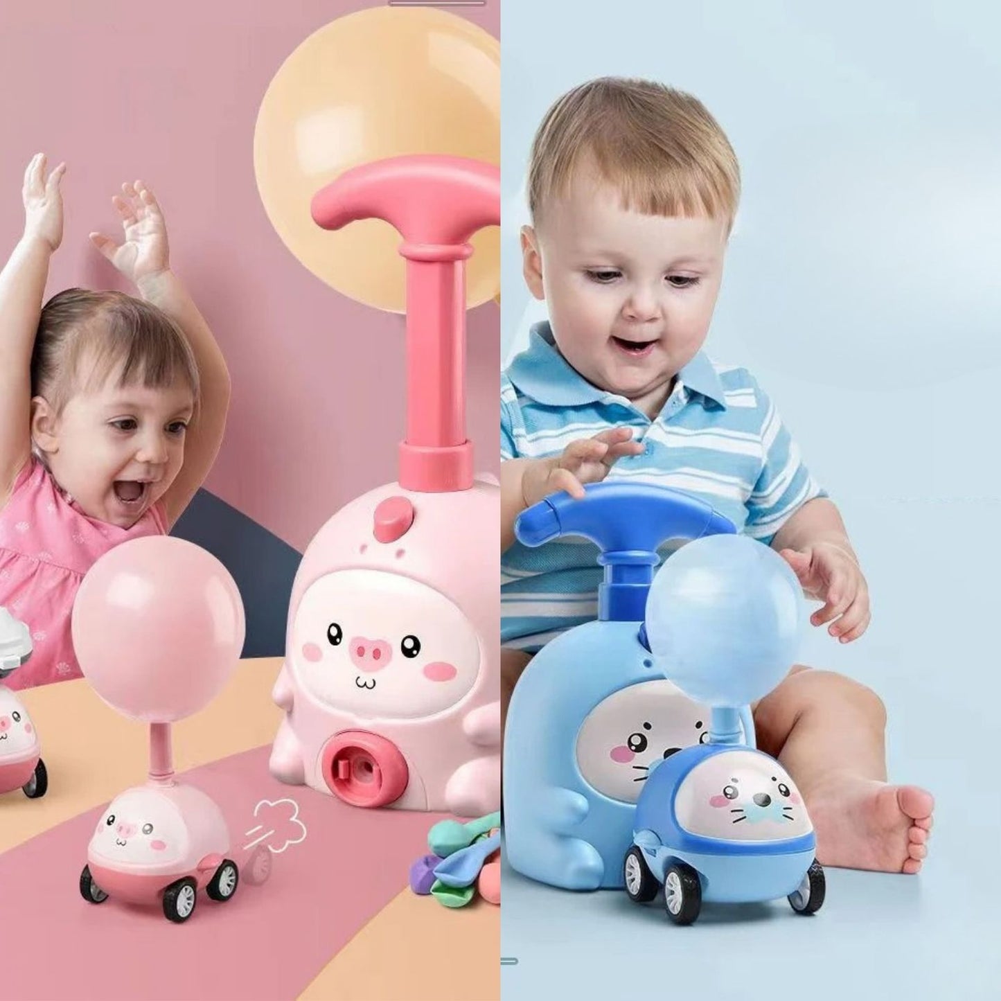 Bombín Lanzador De Autos Inflador de Globos Cute Azul