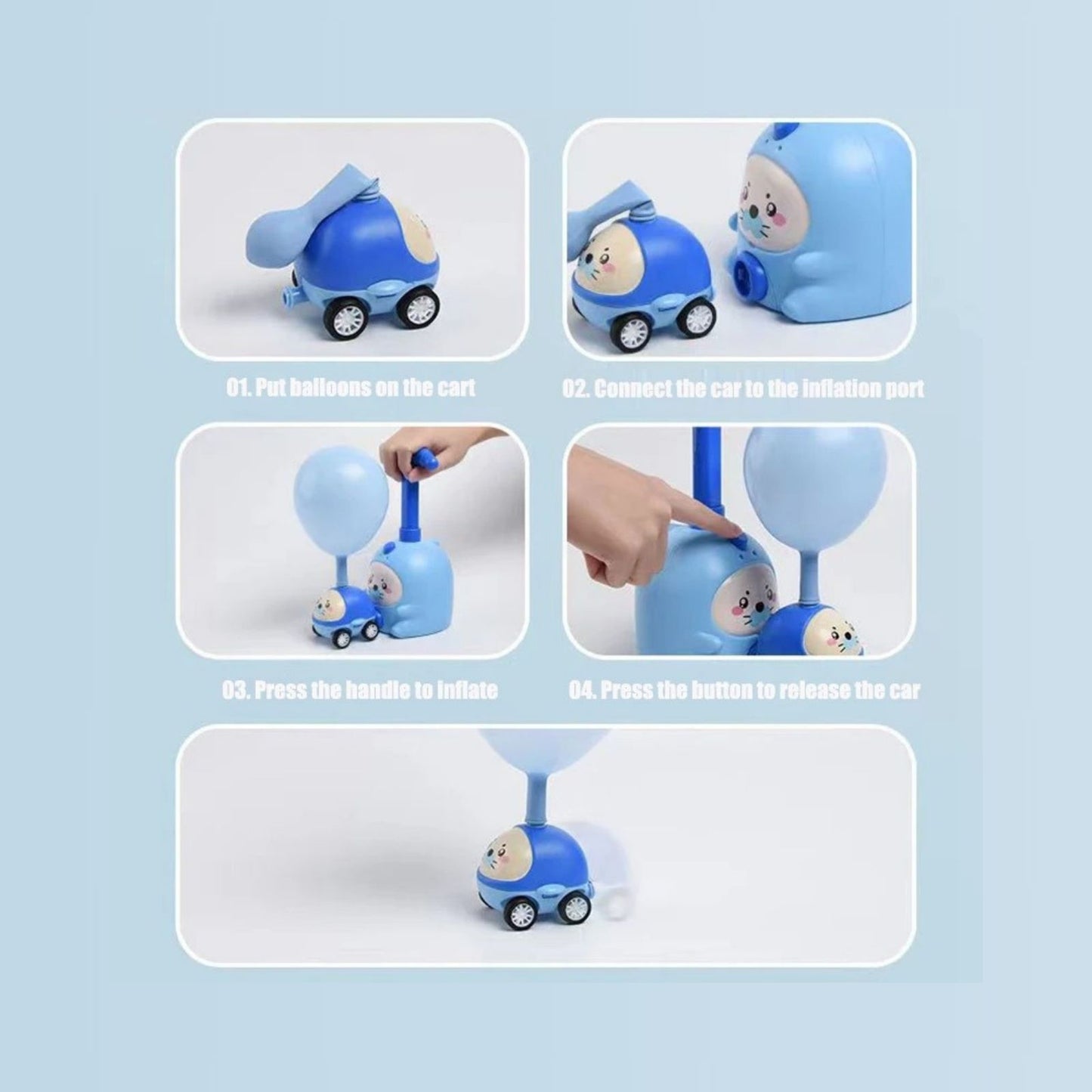 Bombín Lanzador De Autos Inflador de Globos Cute Azul