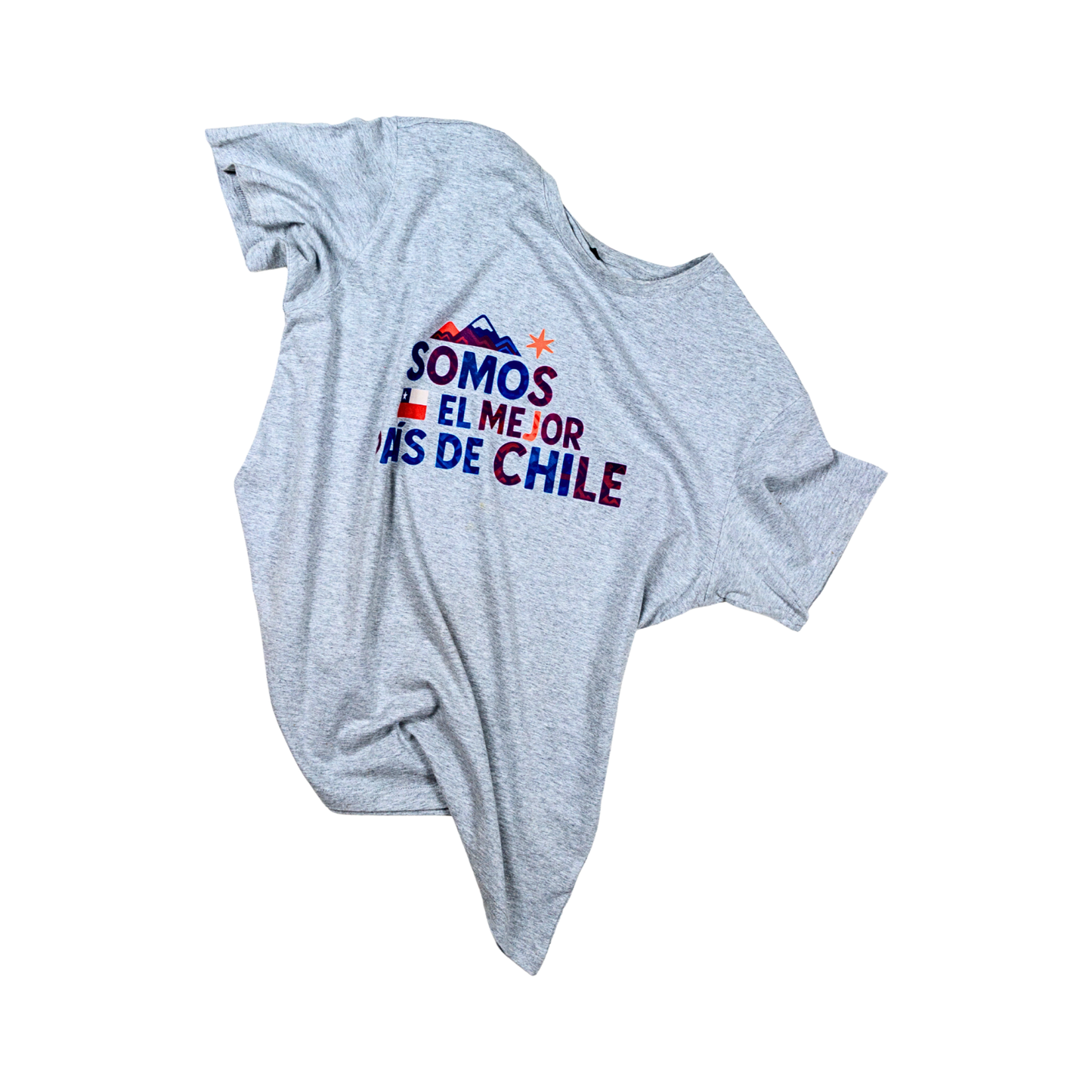 Polera de Algodón Unisex Souvenir de Chile Talla L Gris