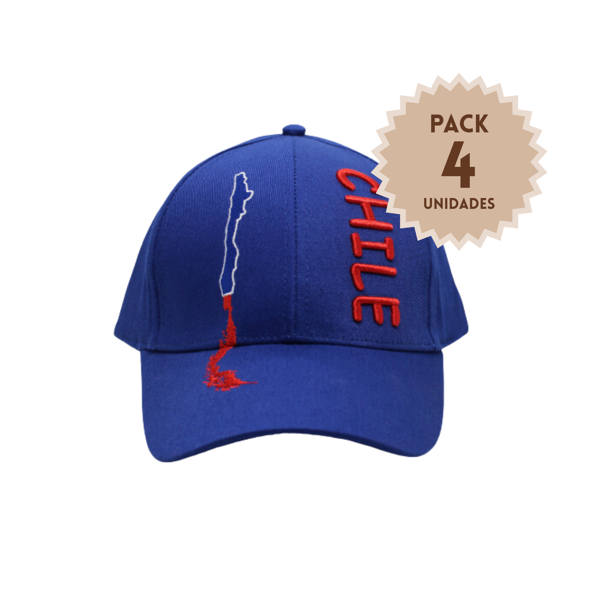 Pack 4 Jockey Chile Bordado Mapa Azul