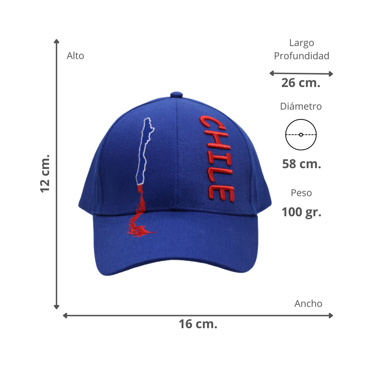 Jockey Chile Bordado Azul Mapa
