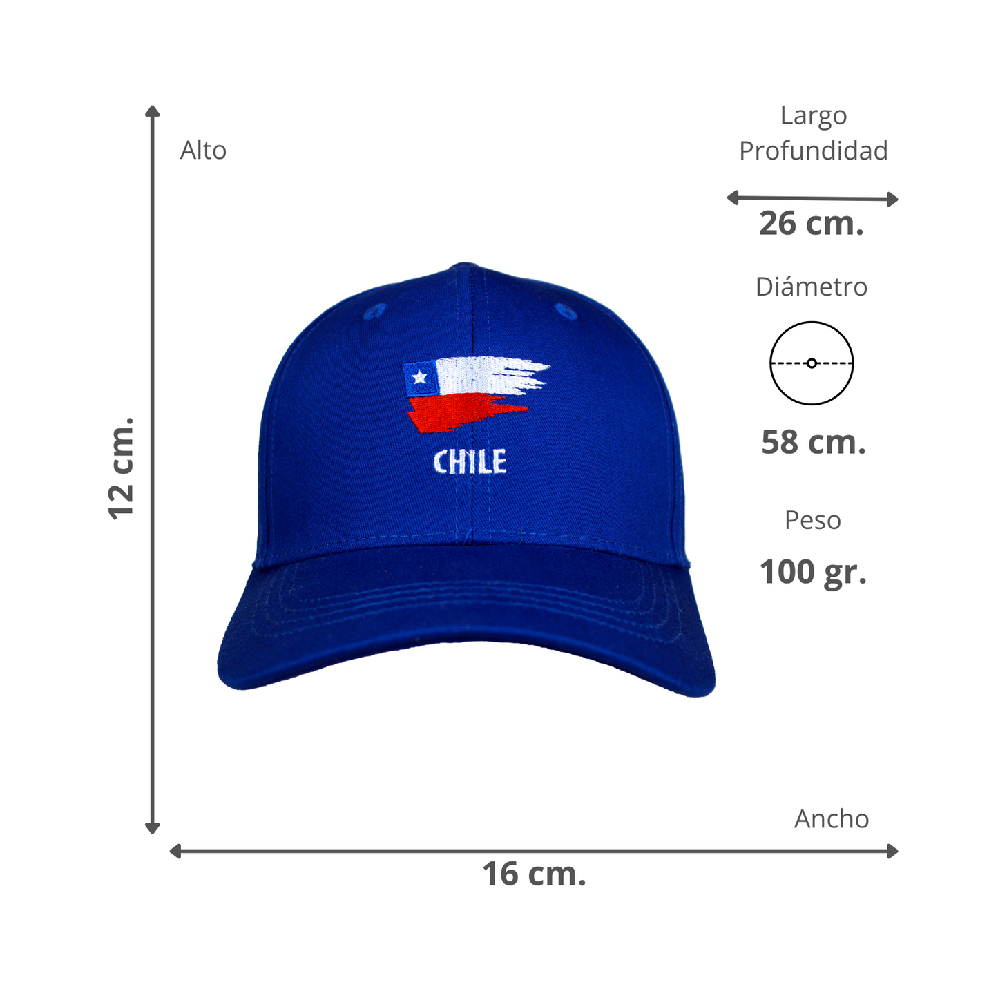 Jockey Chile Bordado Azul Bandera Pintada