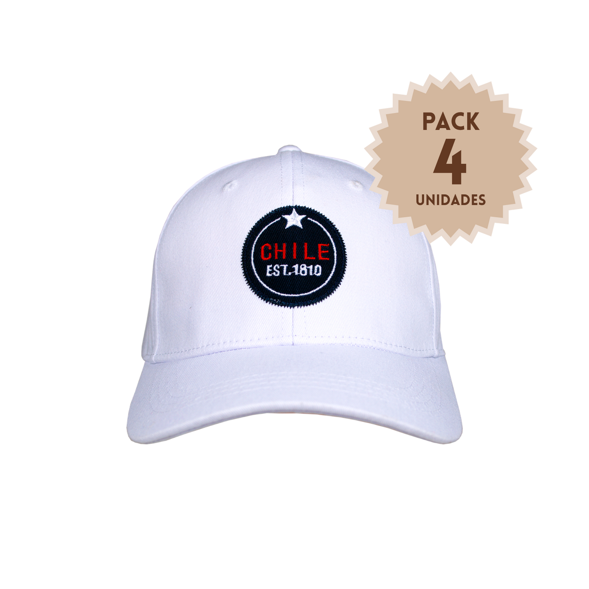 Pack 4 Jockey Chile Bordado Est. 1810 Blanco