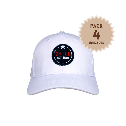 Pack 4 Jockey Chile Bordado Est. 1810 Blanco