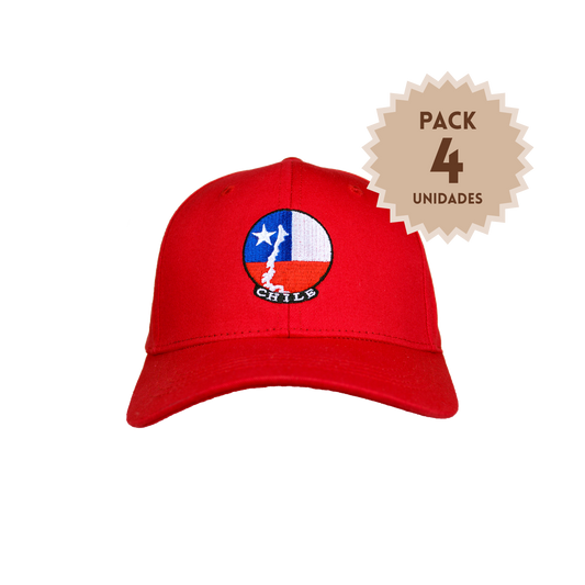 Pack 4 Jockey Chile Bordado Mapa