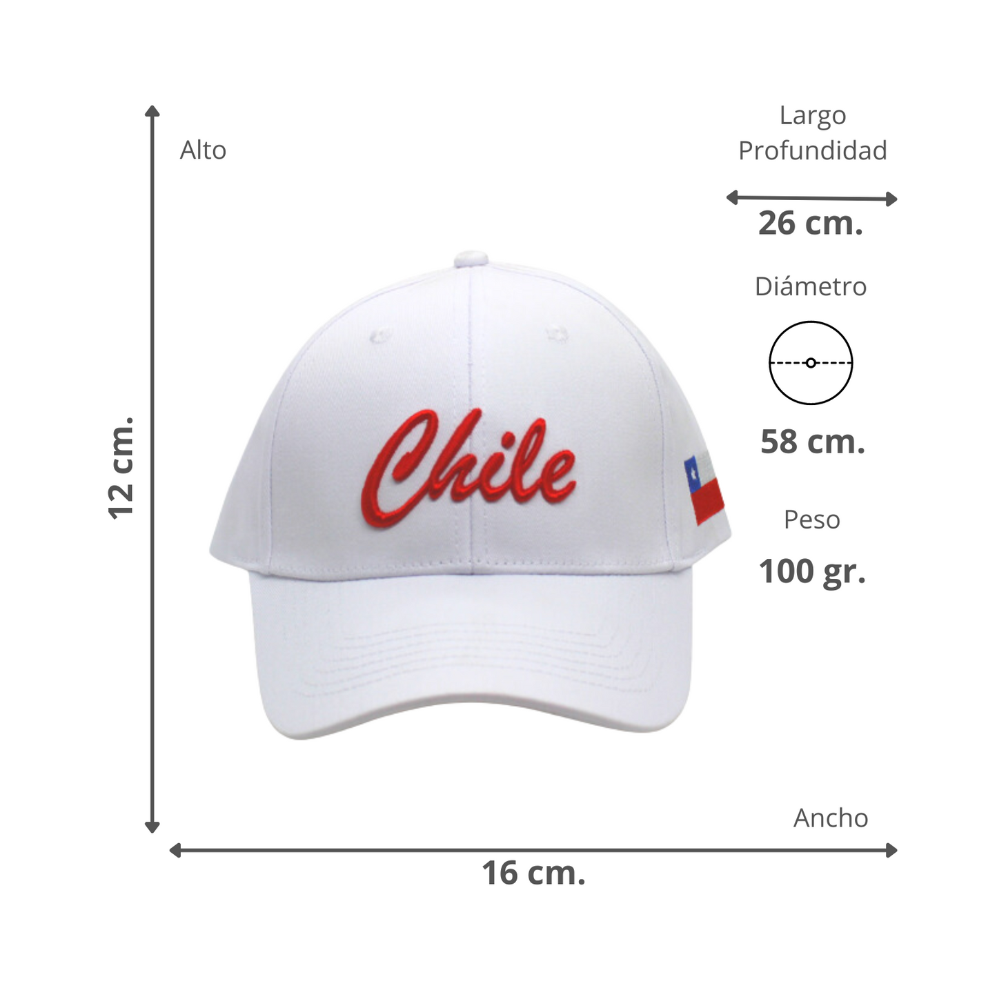 Jockey Chile Bordado Blanco Bandera