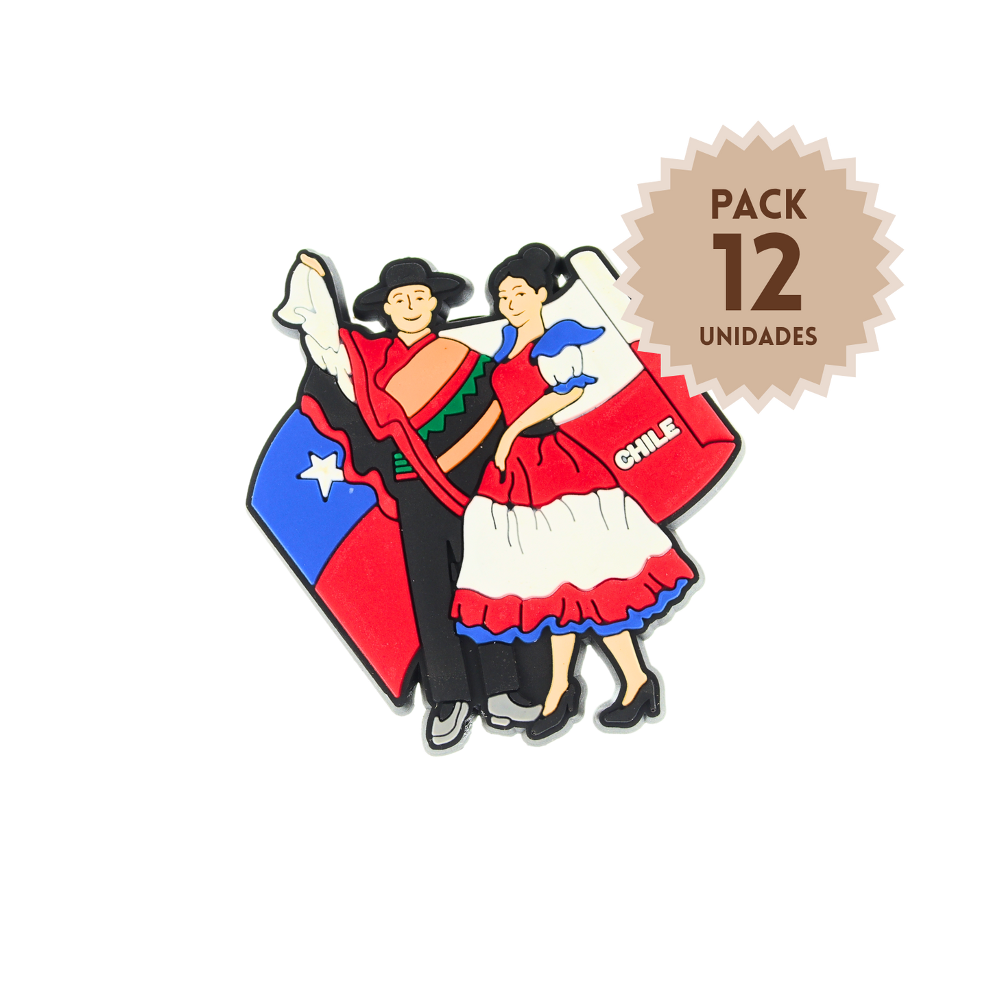 Pack 12 Imanes de Goma 3D de Chile Huasos