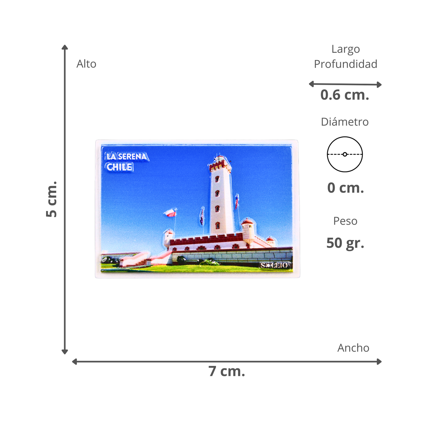 Imán Resina 3D Lugares de Chile La Serena
