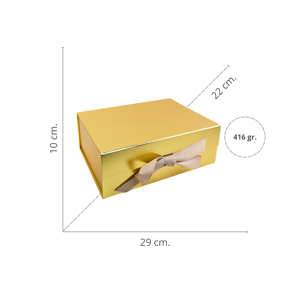 Pack 12 Cajas Para Regalos Plegable Talla L Dorado