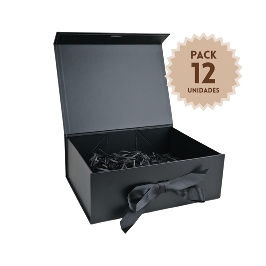 Pack 12 Cajas Para Regalos Plegable Talla L Negro