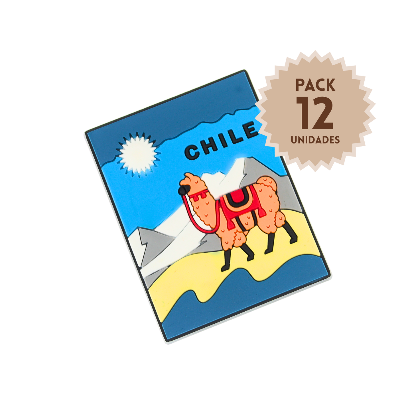 Pack 12 Imanes de Goma 3D de Chile Llama