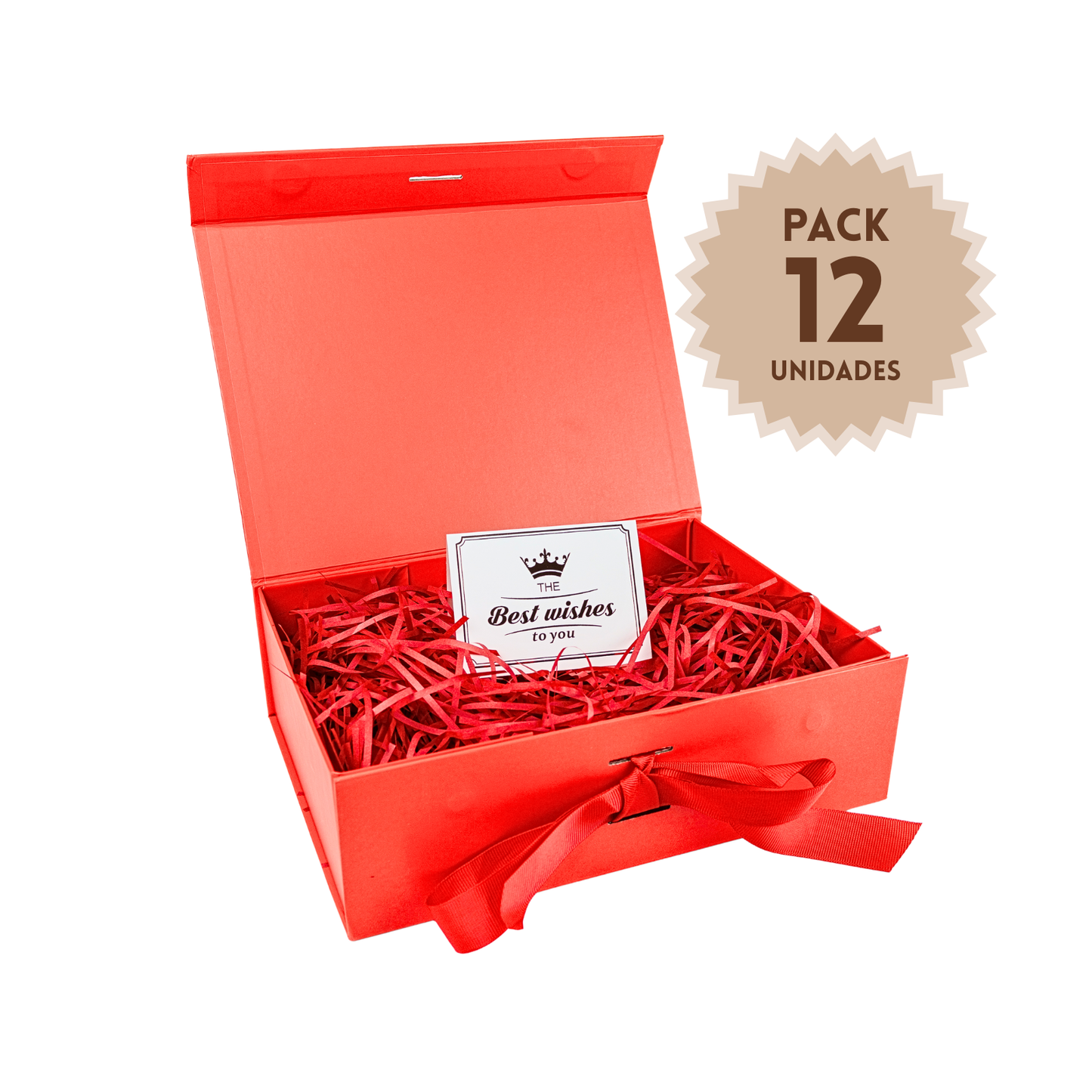 Pack 12 Cajas Para Regalos Plegable Talla M Rojo