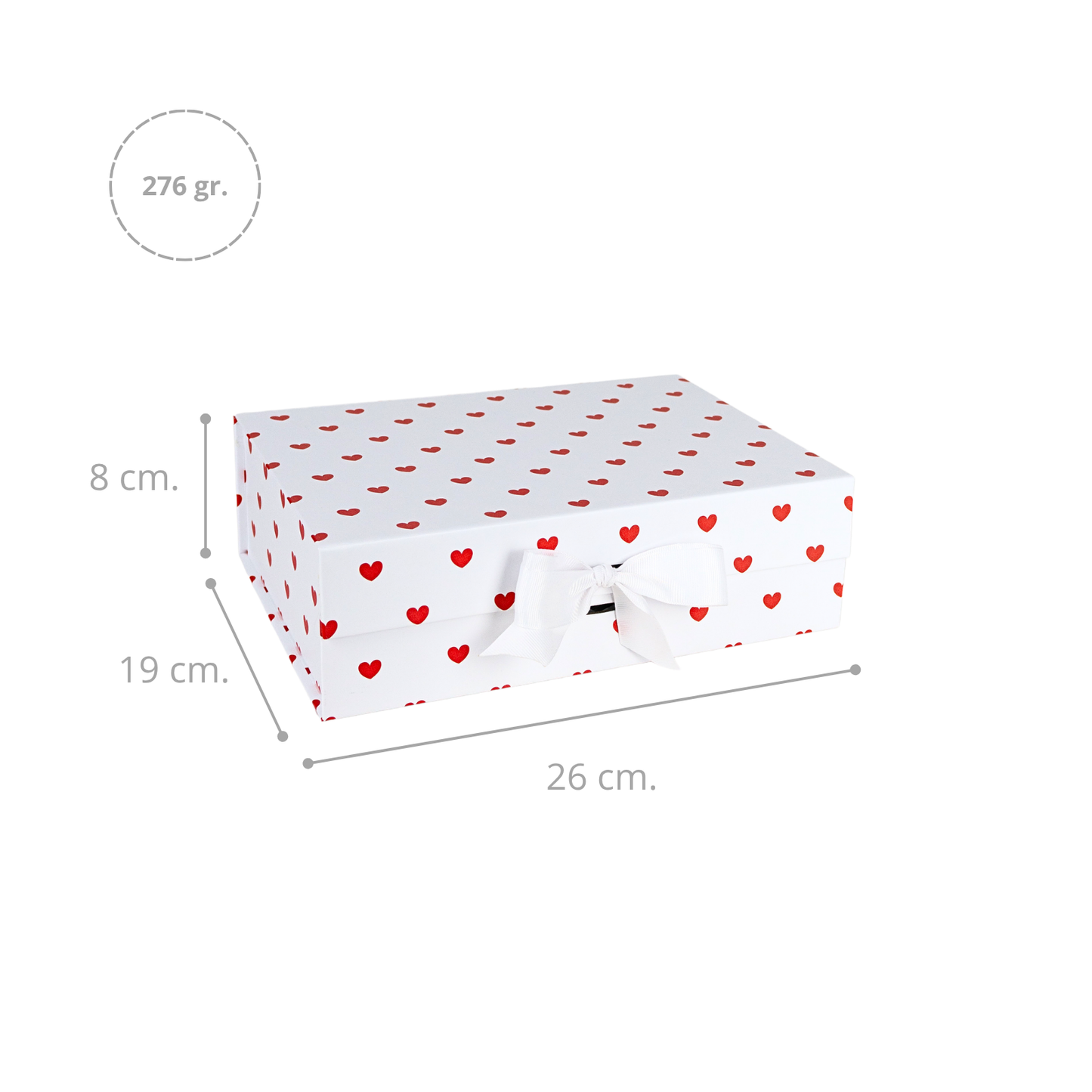 Pack 12 Cajas Para Regalos Polka Corazón Talla M Blanco