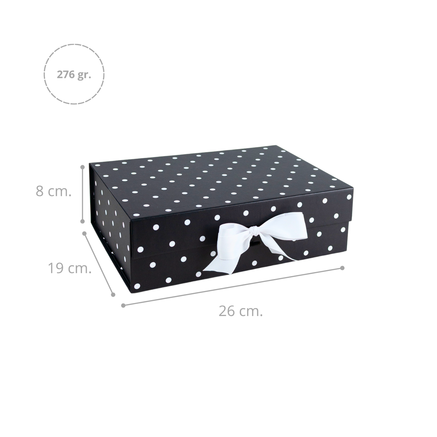 Pack 12 Cajas Para Regalos Polka Pintas Talla M Negro