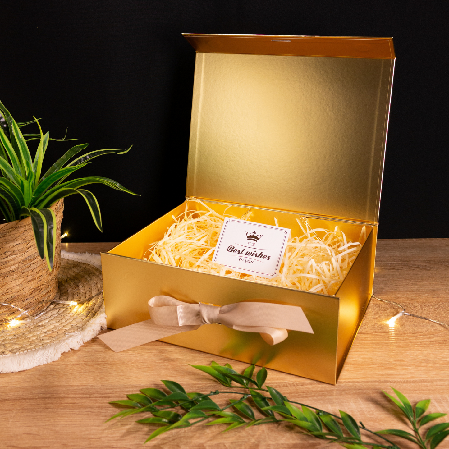 Gift Box Caja Para Regalos Dorada Tamaño L