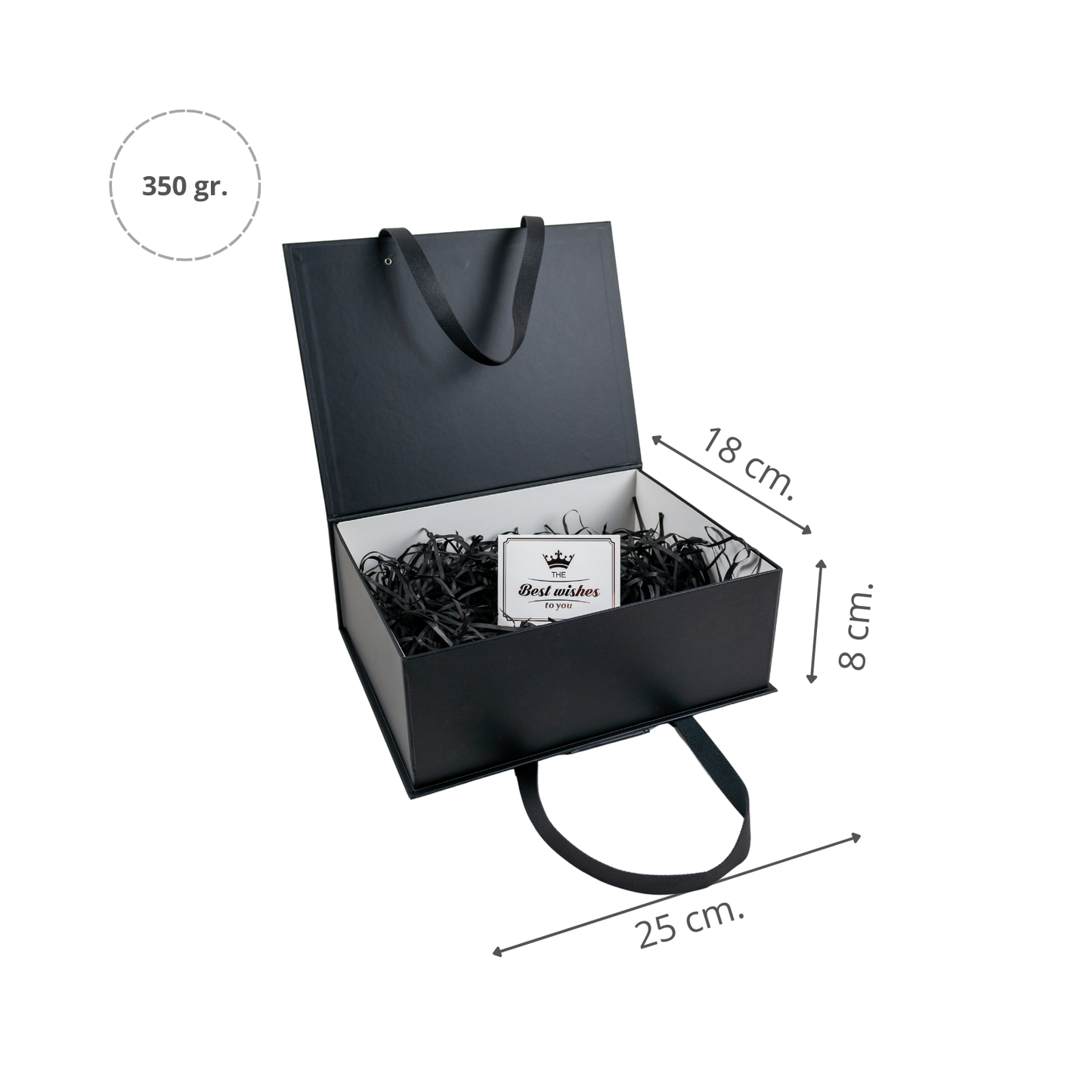 Pack 12 Cajas Para Regalos con Asas Talla M Negro