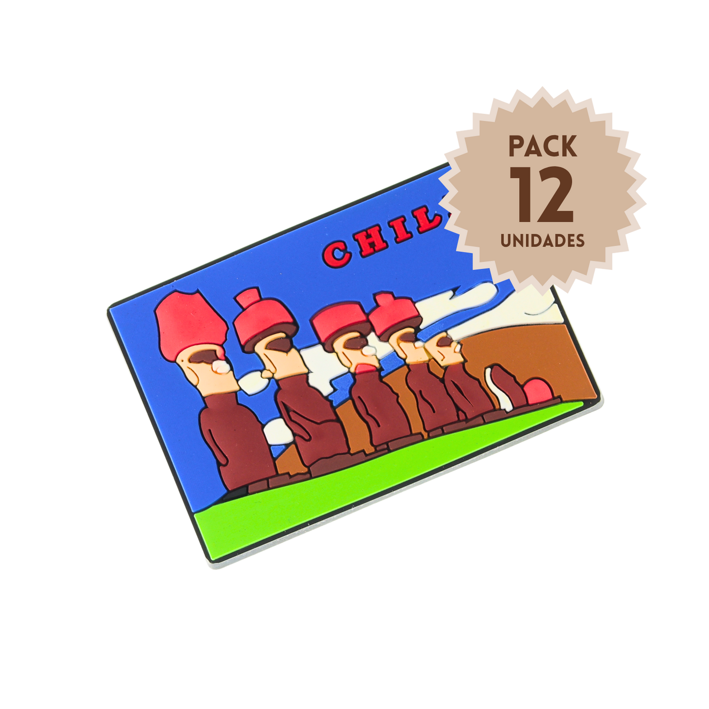 Pack 12 Imanes de Goma 3D de Chile Rapa Nui Moai