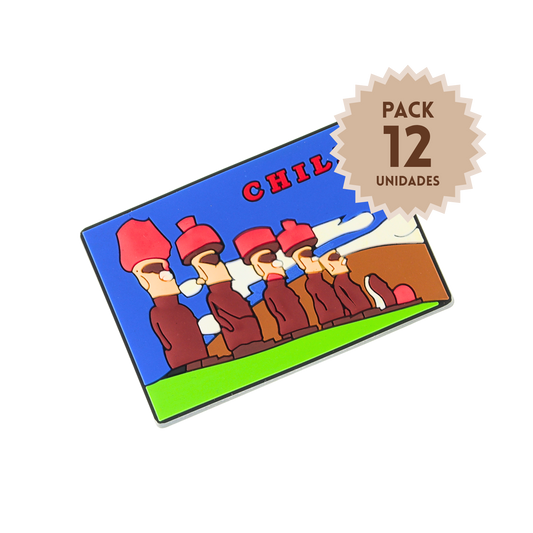 Pack 12 Imanes de Goma 3D de Chile Rapa Nui Moai