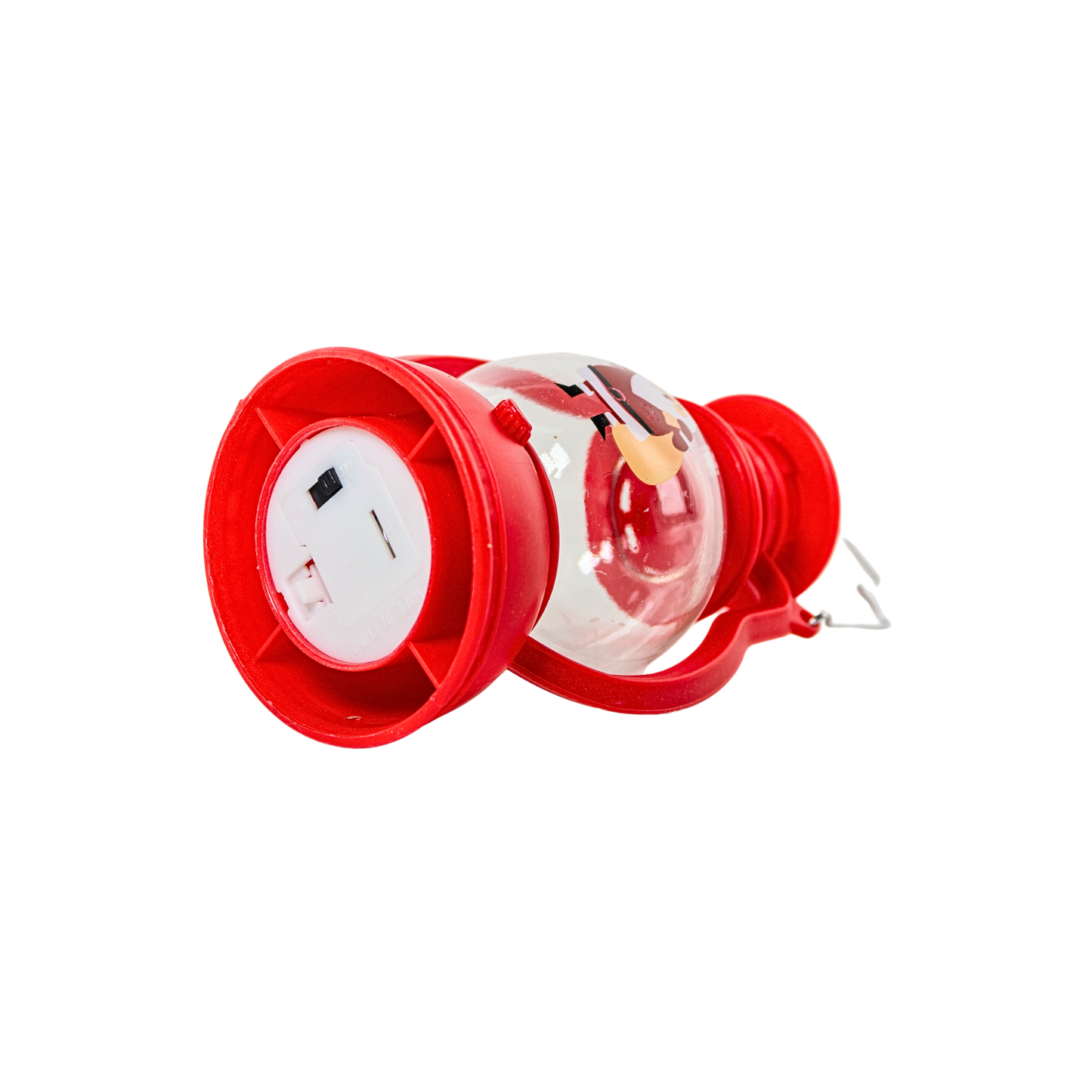 Farol Navideño con Santa Claus y Luz LED Tipo Vela Rojo