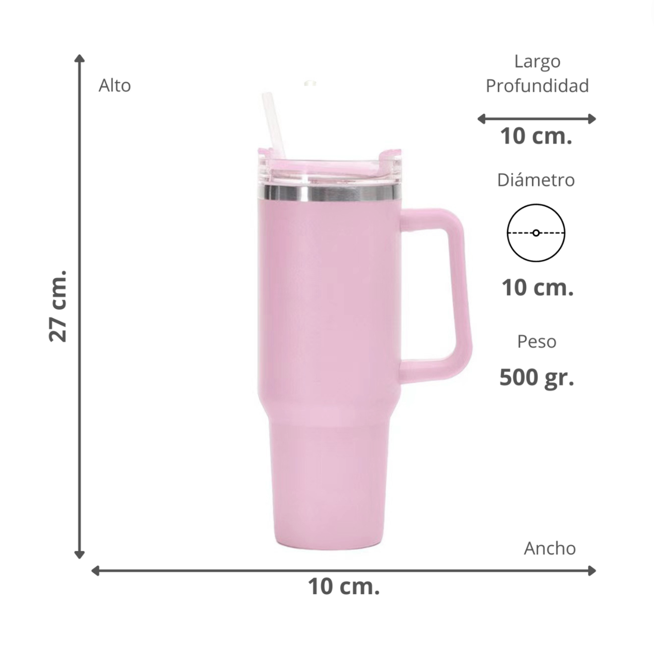 Vaso Térmico Auto Bombilla 1.18L Rosado