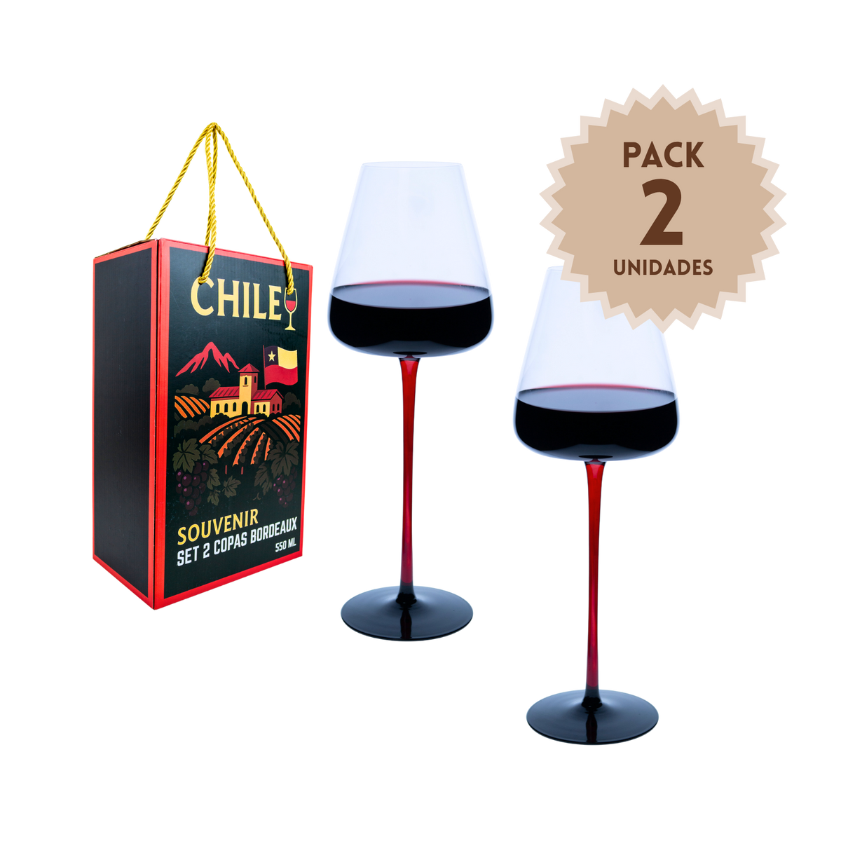 Pack 2 Copas Dobles de Vino Bordeaux 550 ml Souvenir