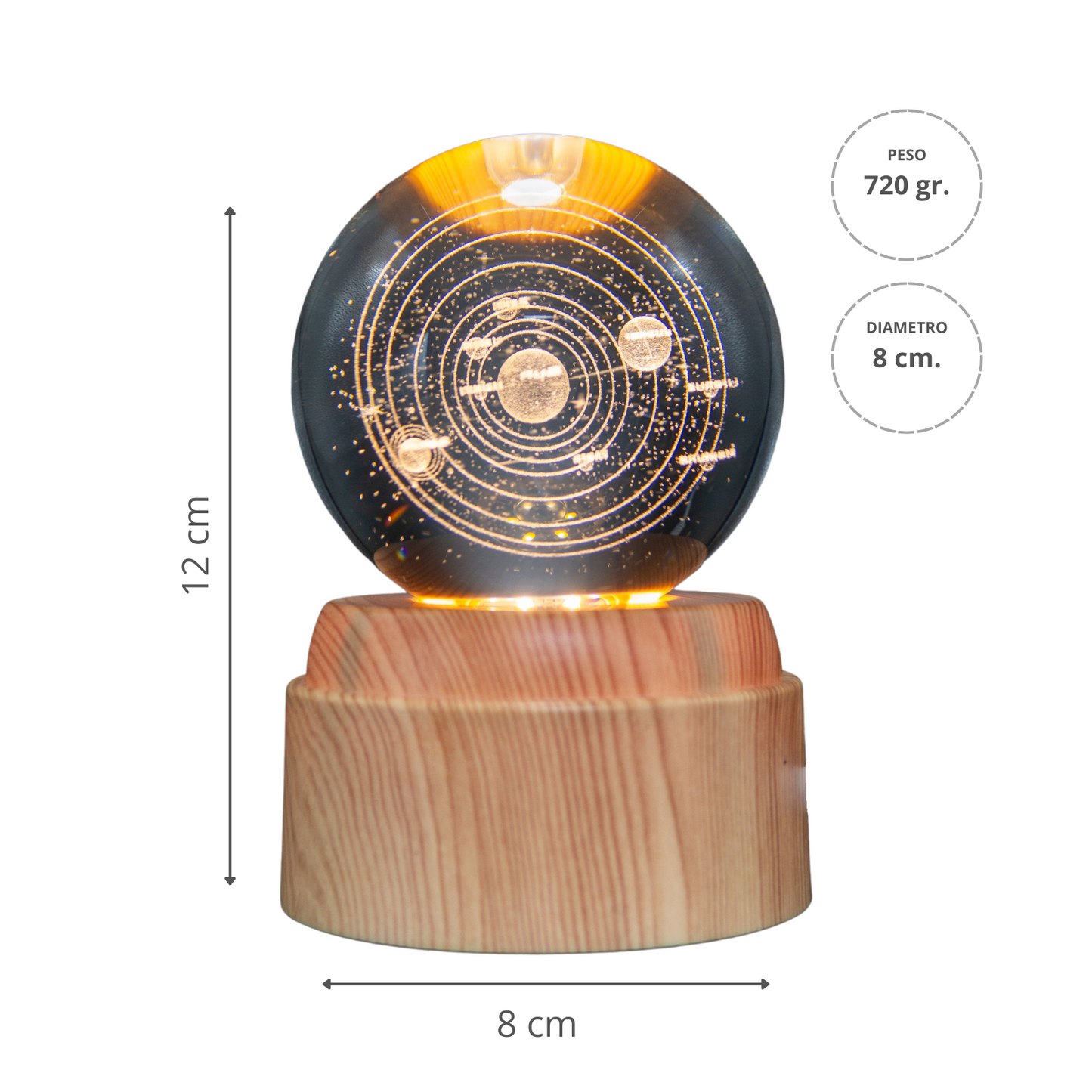 Lámpara Bola de Cristal LED Giratoria Sistema Solar