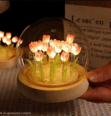 Lámpara LED Decorativa Tulipán en Cúpula de Vidrio