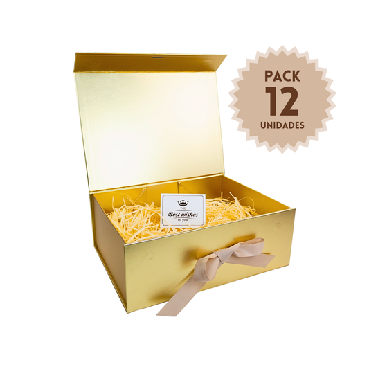 Pack 12 Cajas Para Regalos Plegable Talla XL Dorado