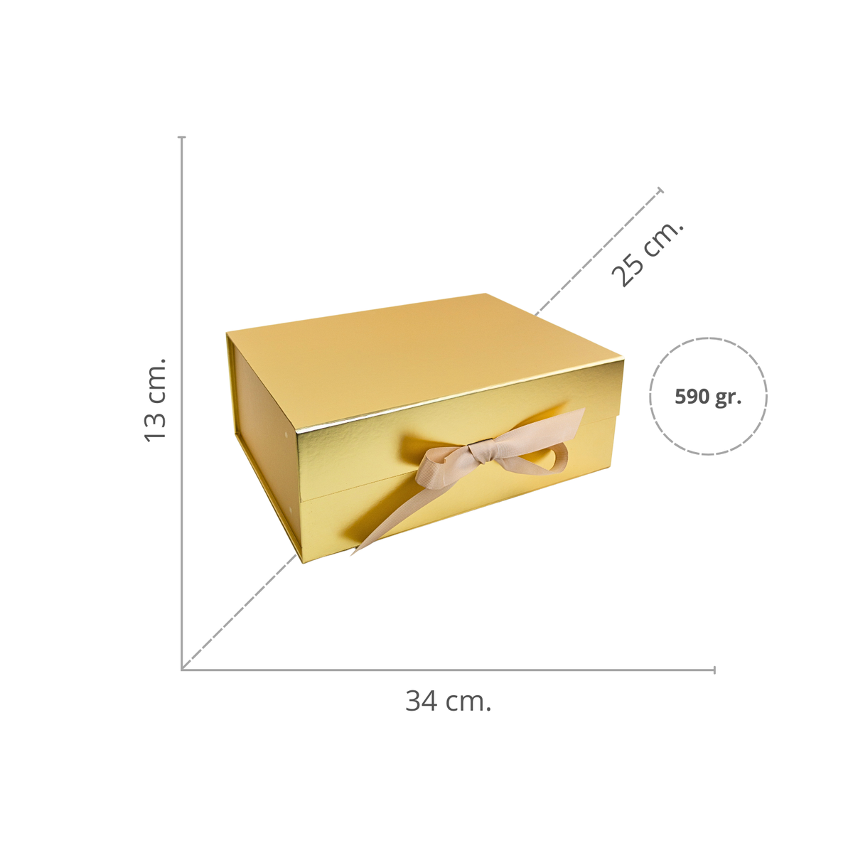 Pack 12 Cajas Para Regalos Plegable Talla XL Dorado