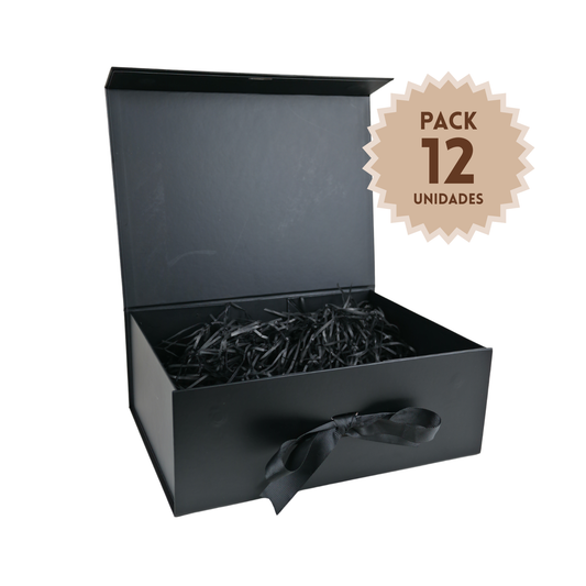 Pack 12 Cajas Para Regalos Plegable Talla XL Negro
