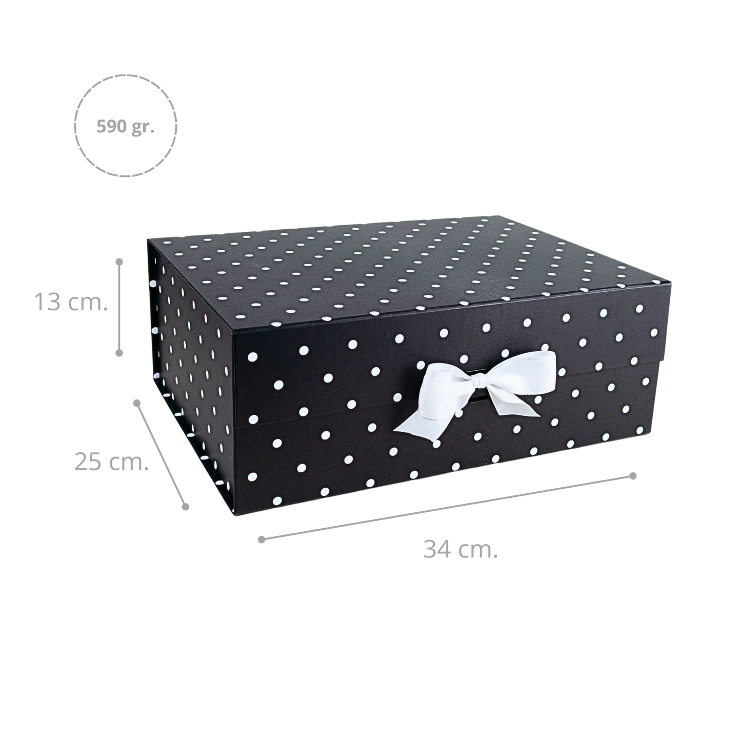Pack 12 Cajas Para Regalos Polka Pintas Talla XL Negro