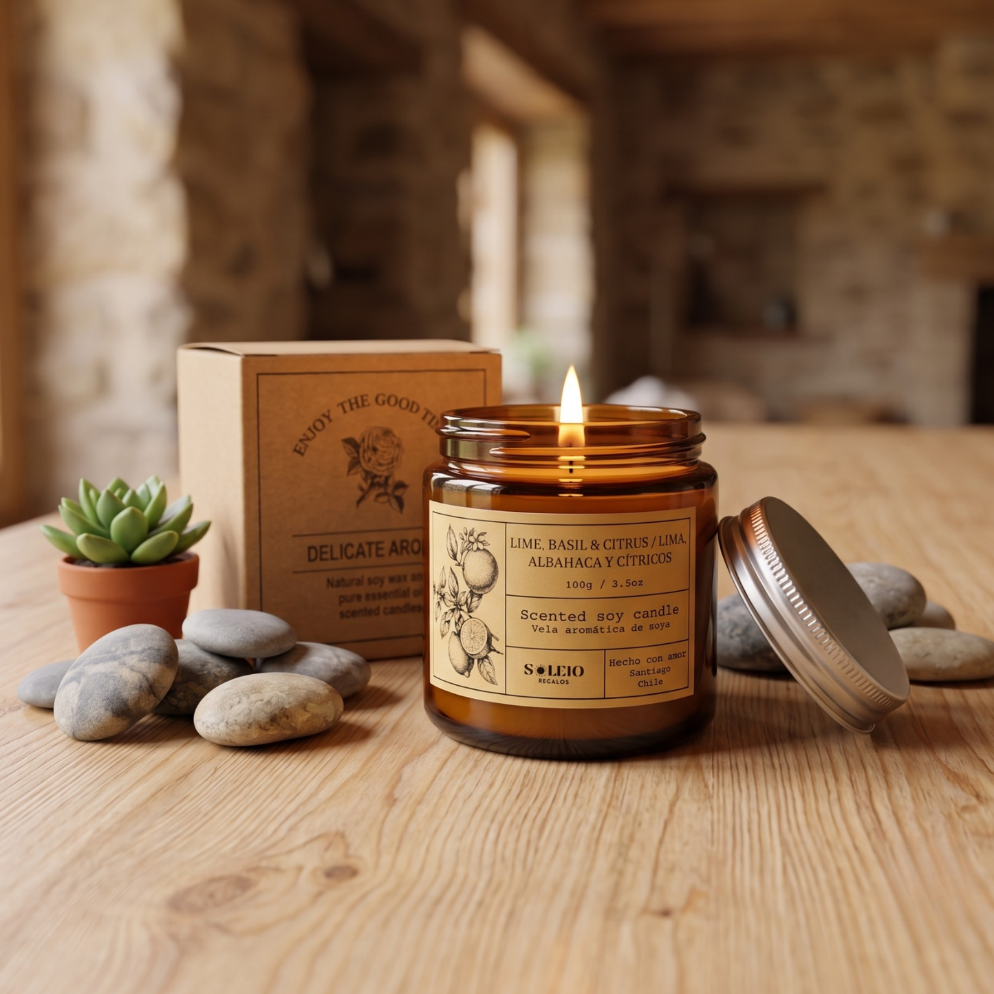 Vela Aromática Soya Albahaca Citricos