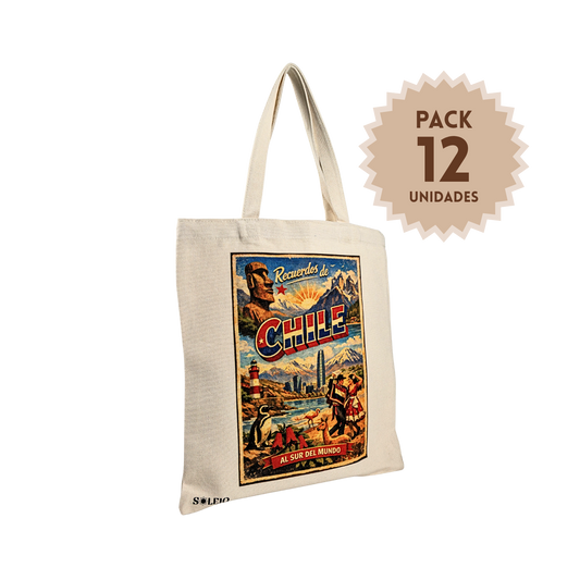 Pack 12 Tote Bag Lona Chile Al Sur Del Mundo