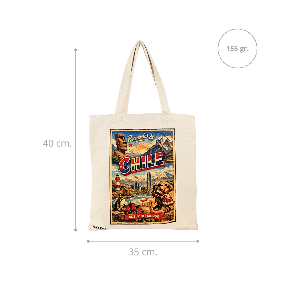 Pack 12 Tote Bag Lona Chile Al Sur Del Mundo